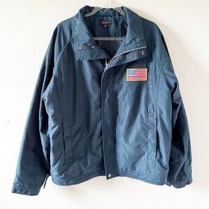 Vintage 90s Y2K American Flag Jacket XL Navy Blue Military Utility Boxin AOA JW